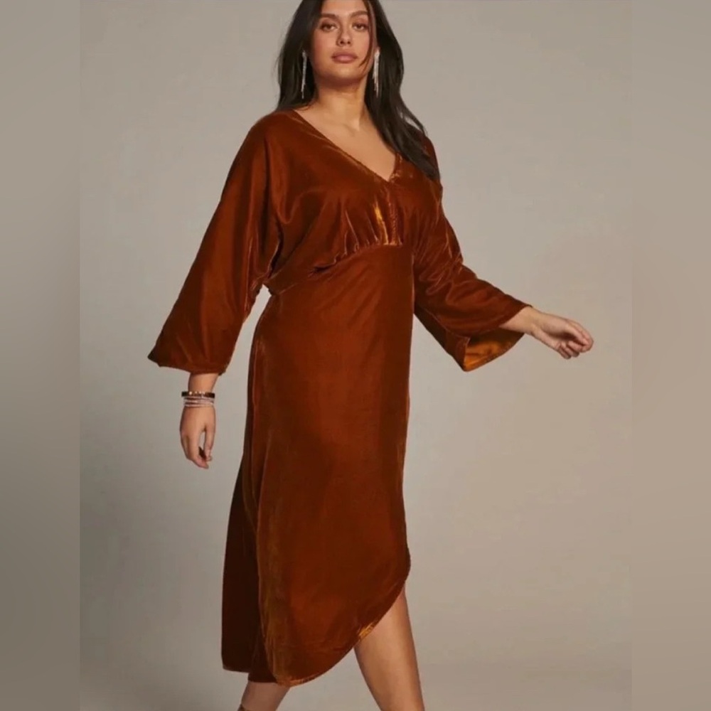 anthropologie let me be asymmetrical velvet dress plus size